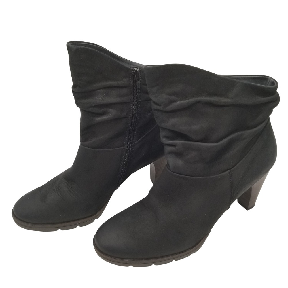 Paul Green Munchen Black Leather Slouchy Ankle Boots Austria Sz 7 US Sz 9 - 9.5